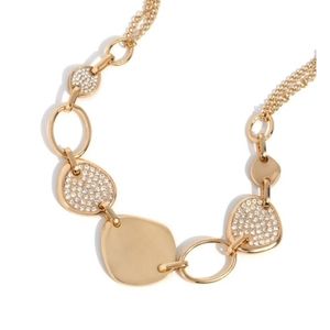 Asymmetrical Attention - Gold necklace and fish hook earrings